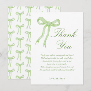 Carte De Remerciements Arc vert Elle noue le nœud Shower de mariage