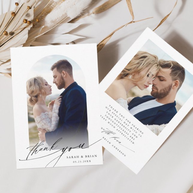 Carte De Remerciements Arch Boho Calligraphie 2 Mariage photo (Créateur téléchargé)