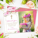 Carte De Remerciements Arch Pink or Floral First Holy Communion Photo<br><div class="desc">Arch Pink or Floral First Holy Communion Photo Carte de remerciements</div>