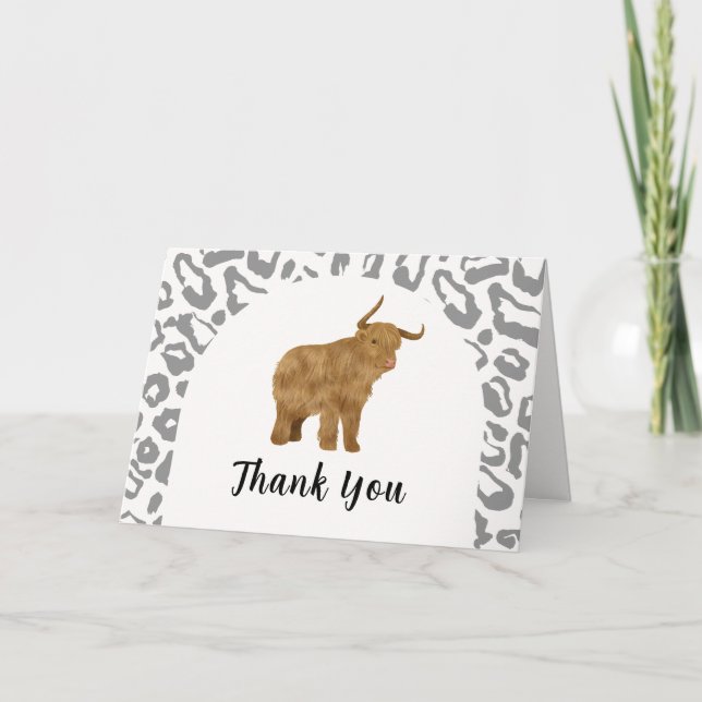 Carte De Remerciements Arche de Boho Noir Saint Vache Baby shower occiden (Devant)