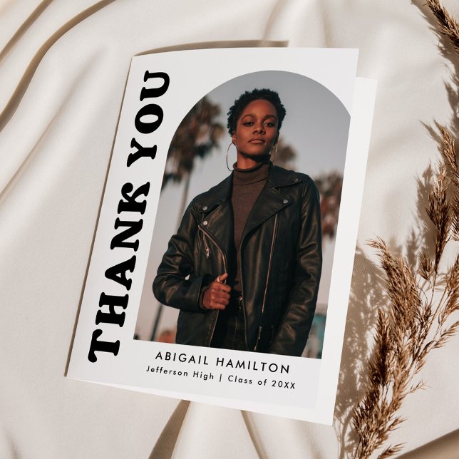 Carte De Remerciements Arche de décalage blanc et noir 4 - Diplôme photo (Créateur téléchargé)