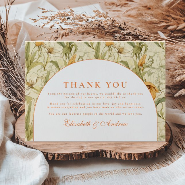 Carte De Remerciements Arche de mariage botanique chaleureuse (Créateur téléchargé)