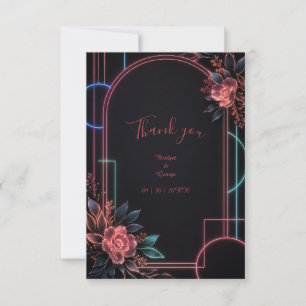 Carte De Remerciements Arche de mariage florale néon romantique lumineuse