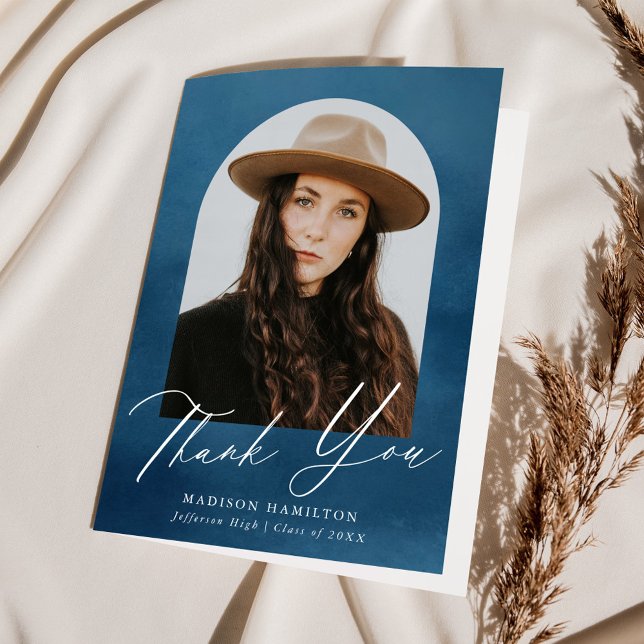 Carte De Remerciements Arche photo couleur bleu marine (Créateur téléchargé)