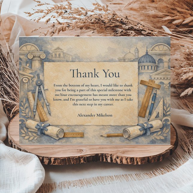 Carte De Remerciements Architect Graduation Blueprint Design (Créateur téléchargé)