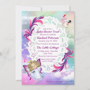 Carte De Remerciements Arcs-en-ciel, Nuages fluides, Baby shower papillon