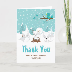 Carte De Remerciements Arctic Foxes Winter Wonderland Baby Shower