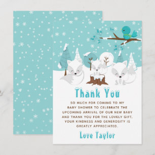 Carte De Remerciements Arctic Foxes Winter Wonderland Baby Shower devient