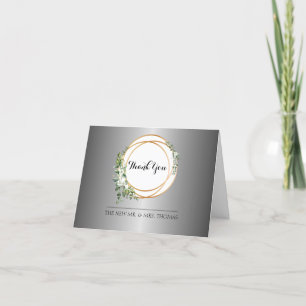 Carte De Remerciements Argent Chatoyant Et Anneaux D'Or