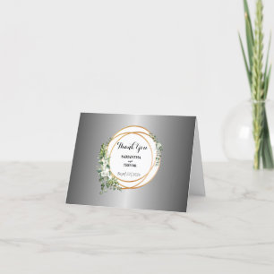 Carte De Remerciements Argent Chatoyant Et Anneaux D'Or