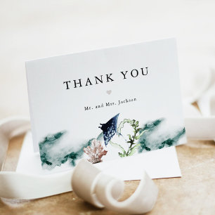 Carte De Remerciements ARIEL Plage tropicale Corail Océan Manta Ray