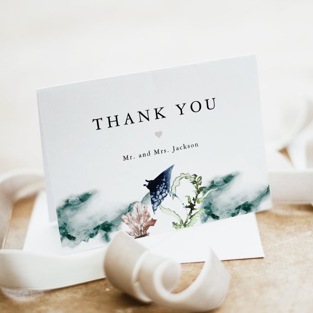 Carte De Remerciements ARIEL Plage tropicale Corail Océan Manta Ray (Créateur téléchargé)