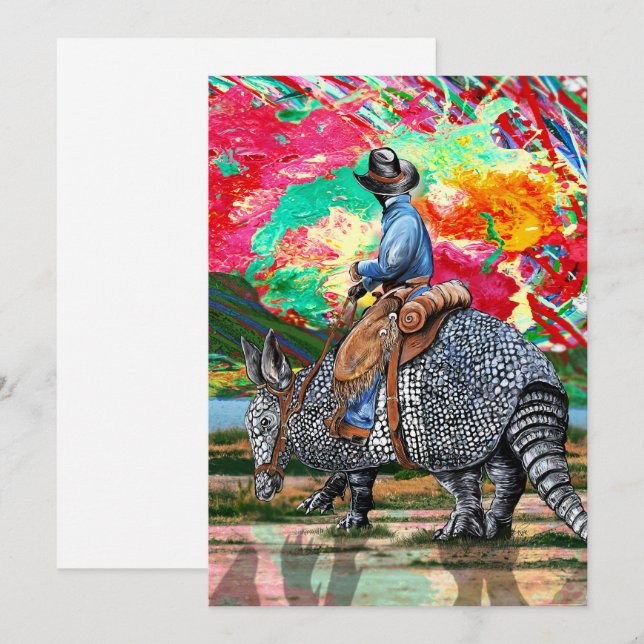 Carte De Remerciements Armadillo Cowboy (Devant / Derrière)