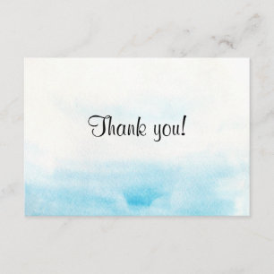 Carte De Remerciements Arrière - plan d'aquarelle bleu "Carte de remercie