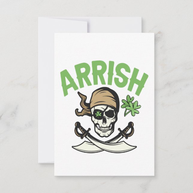 Carte De Remerciements Arrish Irlandais Pirate drôle Saint Patrick's Day  (Devant)