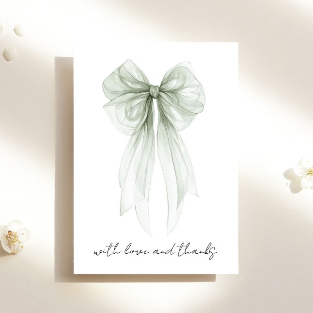 Carte De Remerciements Arrosoir de mariage à l'aquarelle avec nœud coquet (Créateur téléchargé)