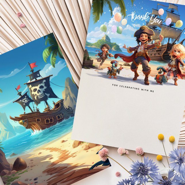 Carte De Remerciements Arrr-merci ! Île de Paradis des Pirates Anniversai (Créateur téléchargé)