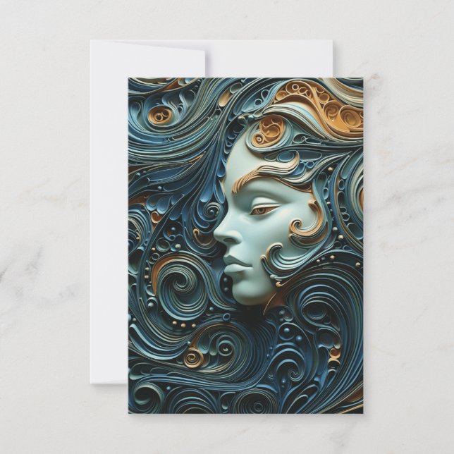 Carte De Remerciements Art 3D de la femme Lune (Devant)
