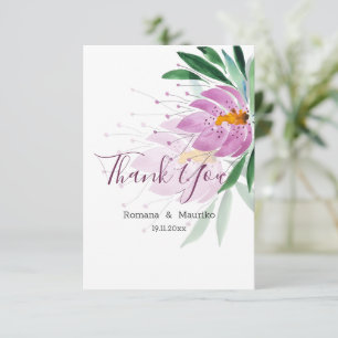 Carte De Remerciements Art à l'aquarelle élégant et romantique du lotus v