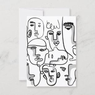 Carte De Remerciements Art Abstrait, Dessin Visages Abstraits
