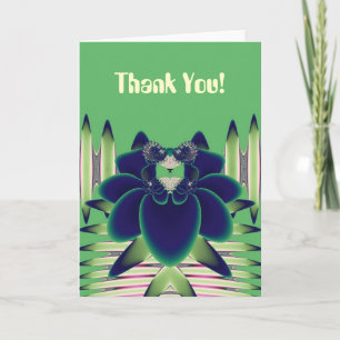 Carte De Remerciements Art botanique fractal du lotus sarcelle foncé