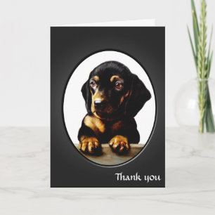 Carte De Remerciements Art chiot vintage Dachshund