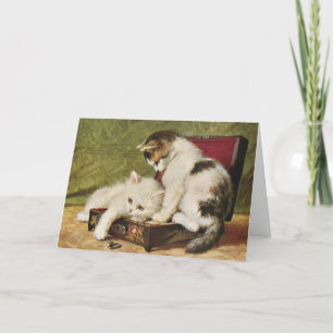 Carte De Remerciements Art de chatons vintage, votre texte