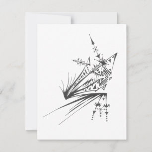 Carte De Remerciements Art de tatouage tribal abstrait noir et blanc étoi