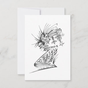 Carte De Remerciements Art de tatouage tribal abstrait noir et blanc flui