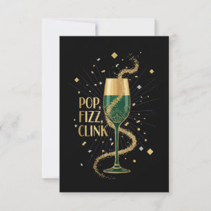 Carte De Remerciements Art Déco Élégant Pop Fizz Clink   Gatsby Rugissant