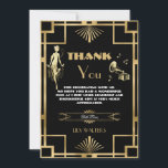 Carte De Remerciements Art Déco Nouveu Gatsby Années folles Anniversaire<br><div class="desc">Personnalisez ce thème vintage Art déco floral Great Gatsby rugissant 20s carte de remerciements facilement et rapidement, il suffit d'appuyer sur le bouton customiser pour réorganiser et formater plus avant le style et le placement du texte. Avec son cadre art déco chic, son orchidée blanche ivoire et son fleurs de...</div>