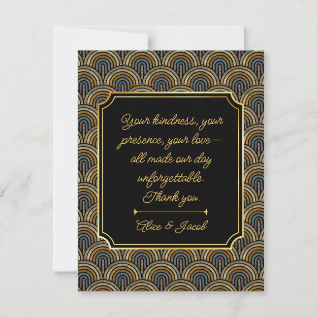 Carte De Remerciements Art Deco Style Wedding Thank You Card (Devant)