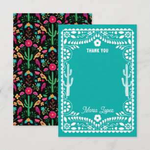 Carte De Remerciements Art floral traditionnel mexicain Couleurs vives