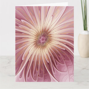 Carte De Remerciements Art fractal de fleurs abstraites et nuances de bor