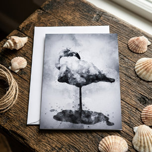 Carte De Remerciements Art moderne à l'aquarelle flamant rose noir et bla