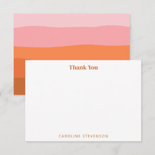 Carte De Remerciements Art moderne Pink Orange Terracotta Bandes Personna