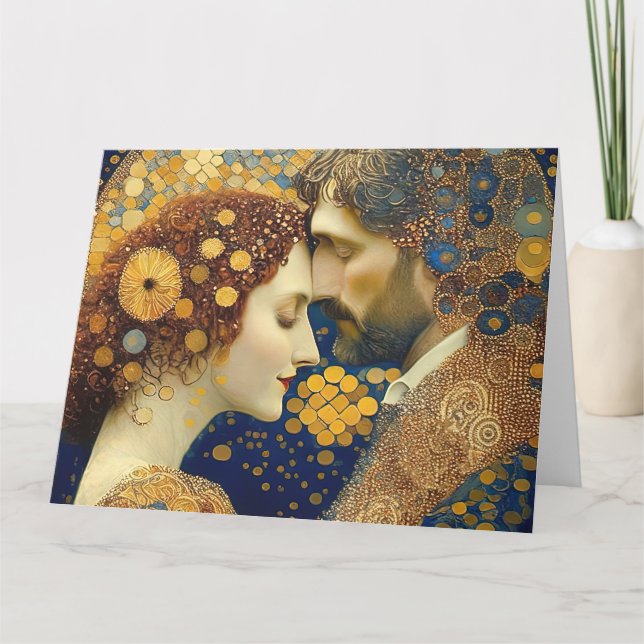 Carte De Remerciements Art Nouveau A Couple In Love  (Devant)