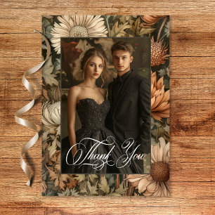 Carte De Remerciements Art Nouveau Brown William Morris Floral Mariage