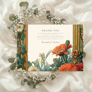 Carte De Remerciements Art Nouveau Mariage à charpente fleurie Gerbera