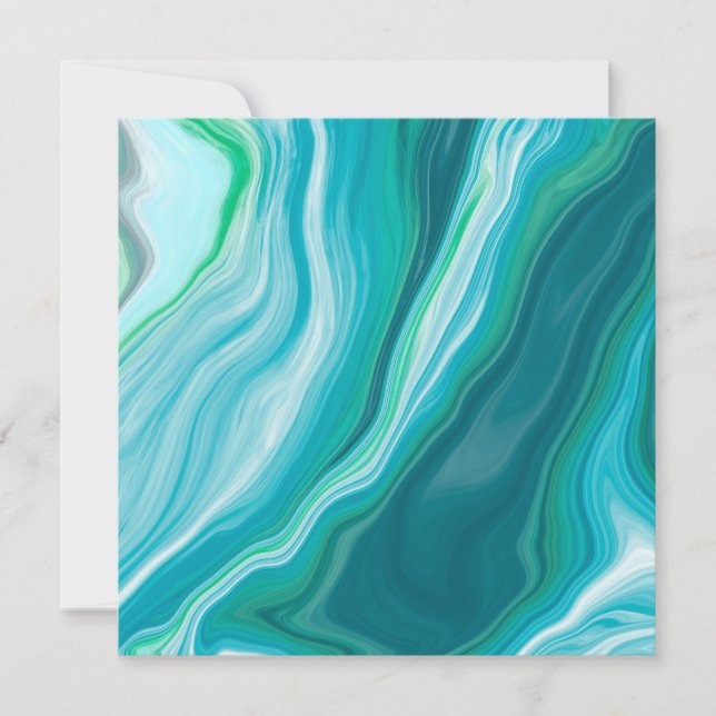 Carte De Remerciements Art numérique bleu fluide et turquoise (Devant)