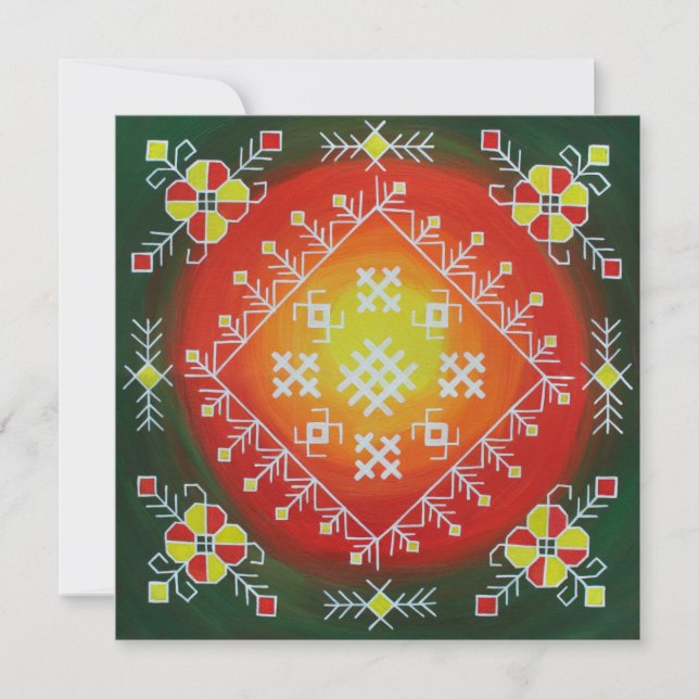 Carte De Remerciements Art populaire traditionnel letton avec peinture de (Devant)