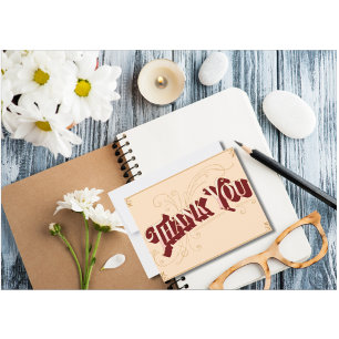 Carte De Remerciements Art Vintage rose beige minimaliste