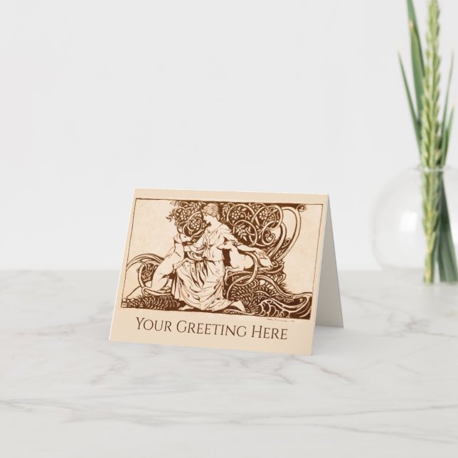 Carte De Remerciements Arthur Rackham, Lady and Dogs (Devant)