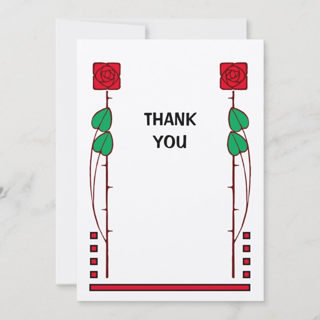 Carte De Remerciements Arts vintages Et Artisanat Rose (Devant)