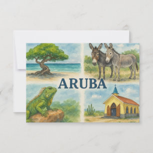 Carte De Remerciements Aruba multivu aquarelle
