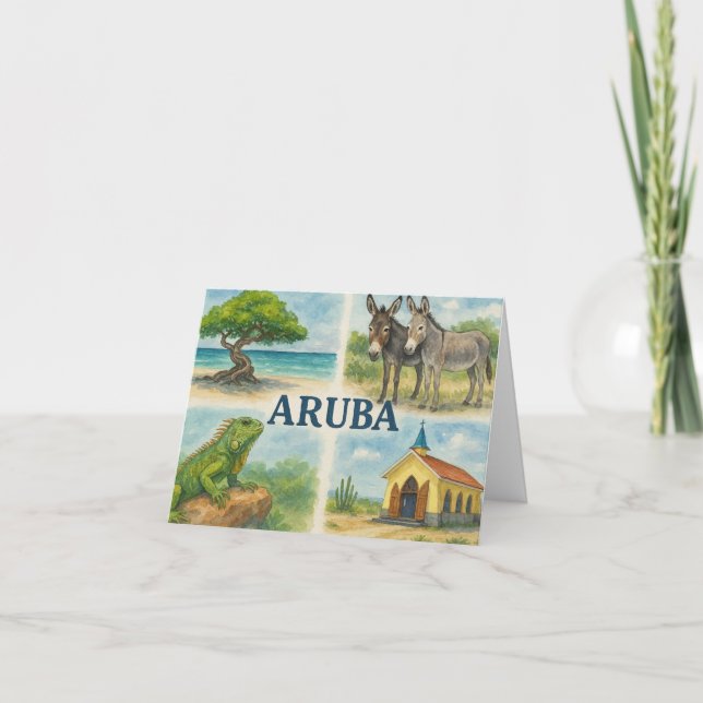 Carte De Remerciements Aruba multivu aquarelle (Devant)