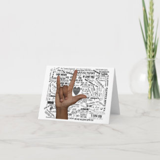 Carte De Remerciements ASL et différentes langues disant Je t'aime