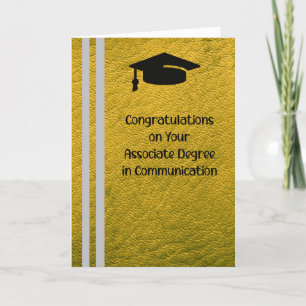 Carte De Remerciements Associate Degree in Communication Gold Color Card