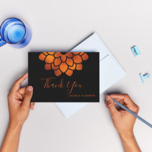 Carte De Remerciements Aster en cuivre foncé et dramatique sur noir