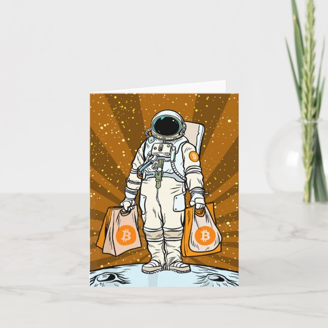 Carte De Remerciements Astronaut BITCOIN-HODL-Crypto (Devant)